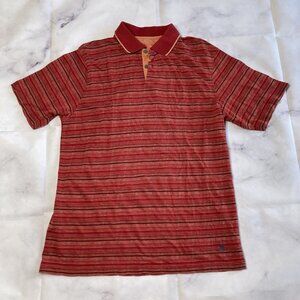 J Garcia Polo Dress Shirt Mens Size Medium Red Striped Collared B67